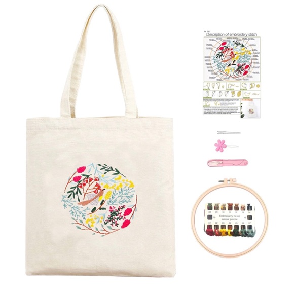 DIY Embroidery Printed Canvas Starter Kit Tote Bag - Picture 6 of 7